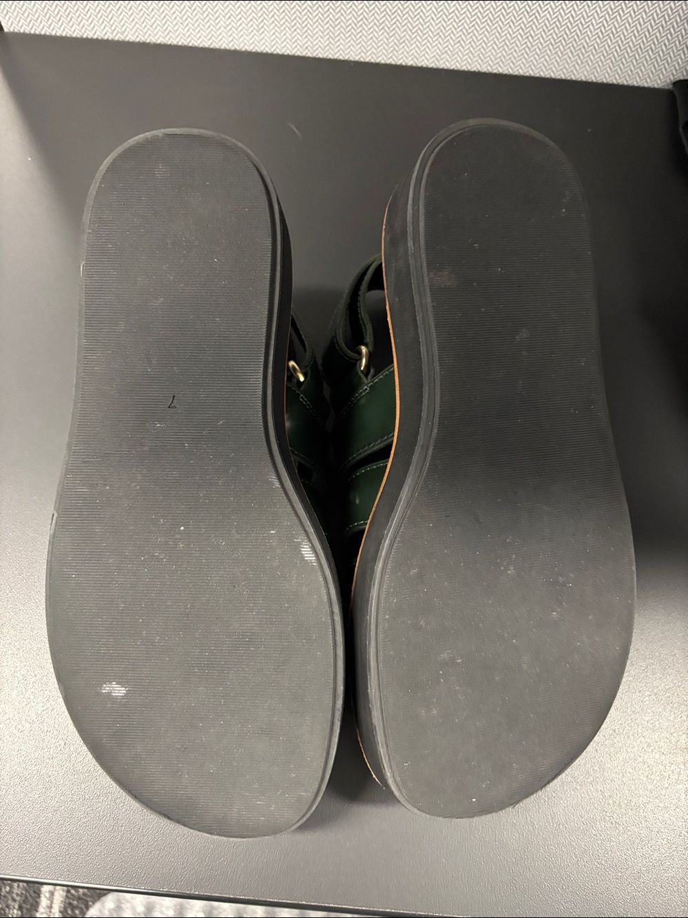 Loeffler Randall Dark Green Leather Fisherman Sandals - Picture 15 of 16